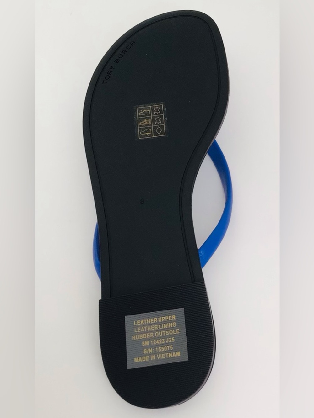 Tory Burch Chelsea Leather Flip Flop Sandals-Eccentric Blue Silver Logo - Picture 8 of 15